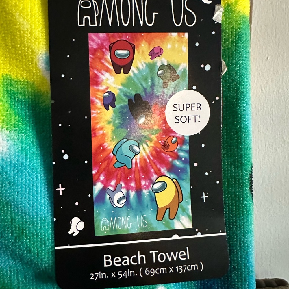 Among Us Tie-Dye Beach Towel - Multicolor